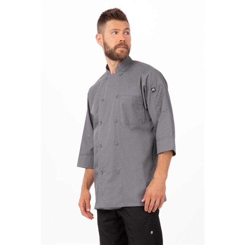 Veste de cuisine + boutons - gris